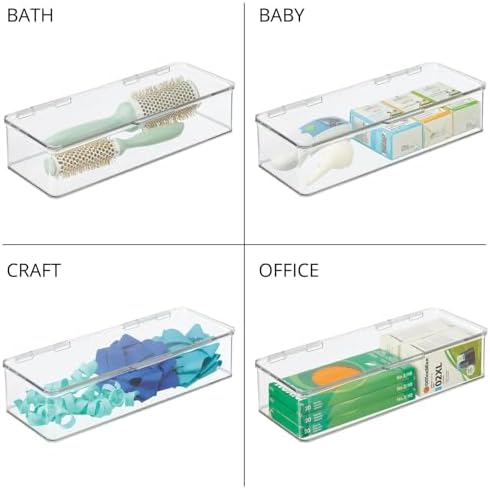 mDesign Makeup Storage Stackable Organizer Box for Bathroom Vanity, Countertops, Drawers - Holds Blenders, Eyeshadow Pal