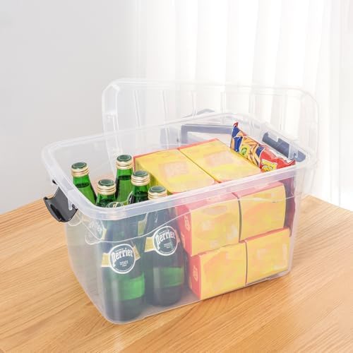 Cetomo 18Lx12 Pack Storage Boxes, Storage Box with Lids and Handle for Home Dorm Office Organization, Stackable Nesting