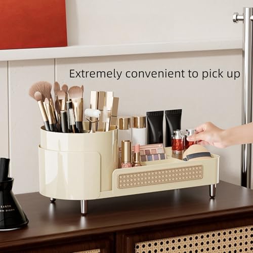 Booklov Rotating Makeup Organizer for Vanity Countertop, Cream