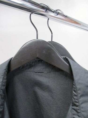NAHANCO Wooden Shirt Hanger, 17" - Low Gloss Black with Chrome Hook (Pack of 100)