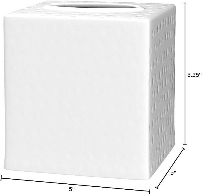 Monarch Abode Tissue Box Cover Square – Hand Hammered White Metal Tissue Holder Box for Bathroom Accessory, Aesthetic Decorative Facial Napkin Cube for Modern Home Decor