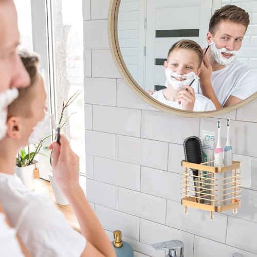 Luxspire Toothbrush Holders for Bathroom, Stainless Steel,2 Slots,Rose Gold