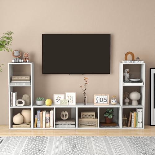 2 Cube Storage Organizer, 2 Tier Floor Standing Bookcase (White)