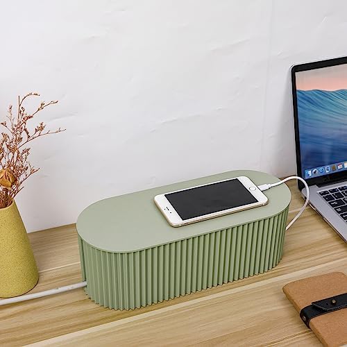 FABROK Cable Management Box, Power Strip Holder, Large, Green