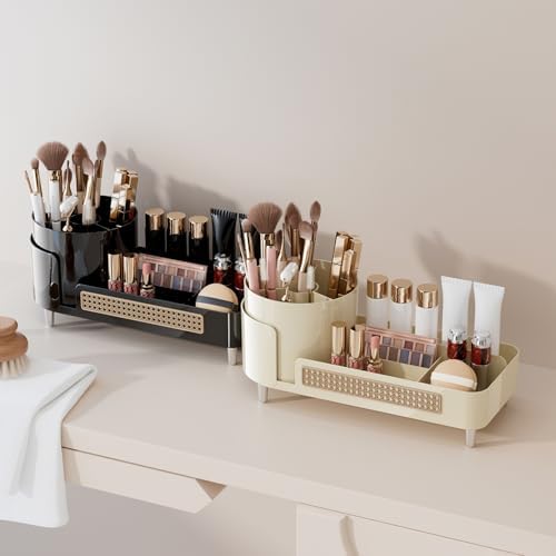 Booklov Rotating Makeup Organizer for Vanity Countertop, Black