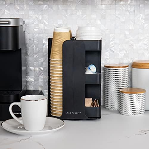 Mind Reader Cup Condiment Carousel, Countertop Organizer, Coffee Bar Accesories, Kitchen, Stirrers, 8"L x 8"W x 12"H, Bl