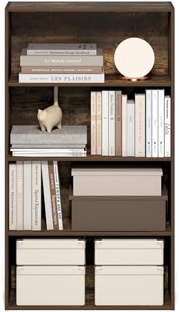 Furinno Jaya Book Shelf, 4-Tier Book Shelf, Bookcase with Open Shelving, Standing Bookshelf, 9.5 x 23.6 x 41.9, for Orga
