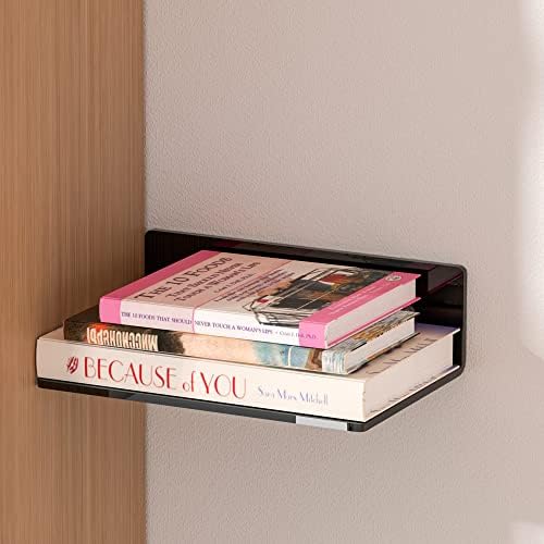 Sezanrpt 9 Inches Acrylic Wall Shelves 2 Pack, Floating Shelf for Wall Mounting, Acrylic Display Ledges for Funko Pop Figures, Home Décor, Living Room, Gaming Room, Plants(9 inch, Black)