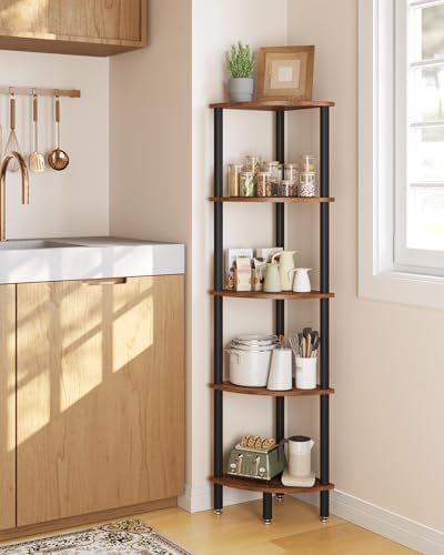 IBUYKE 5 Tier Corner Shelf Stand,Industrial Corner Display Rack WBC010H