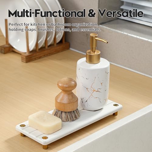 Razborci Instant Dry Sink Caddy Kitchen Sink Organizer, Quick Drying Diatomaceous Earth Stone Sink Tray Sponge Holder So