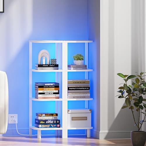 TUTOTAK Corner Shelf, 4-Tier Corner Bookshelf for Small Space