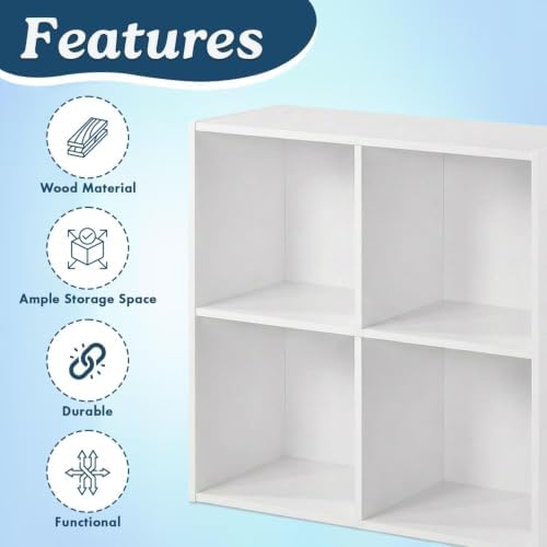 KB Designs - 4-Cube Bookcase, Unit Shelf, Storage Organizer, White