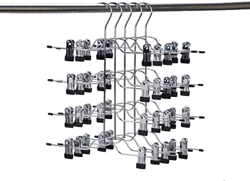 32 Quality 4 Tier Pant Skirt Hangers Heavy Duty Metal (32)