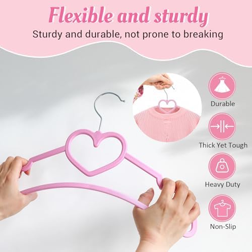 Plastic Hangers 80 Pack, Pink Clothes Hanger with 10 Clips- Ultra Thin Space Saving with 360 Degree Swivel Hook -Strong Adult for Dress,Shirt,Coats