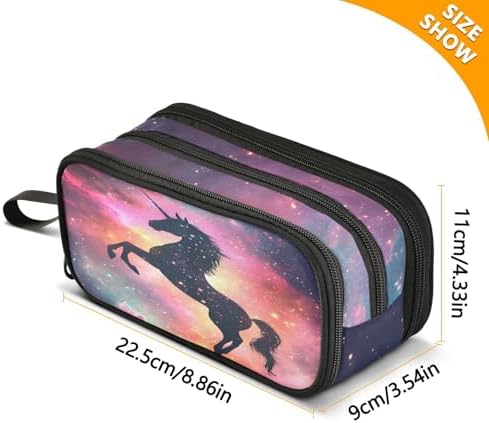 Unicorn Galaxy Sky Pencil Case Box Boys Girls Large Pencil Pouch Zipper Compartments Big Capacity Stationery Pen Bag Organizer for Kids Teens Adults School Office