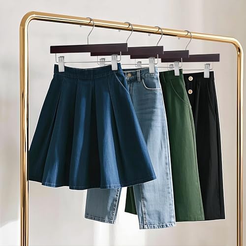 Quality Hangers Wooden Pants Hangers - 100-Pack Swivel Hook Cloth Hanger Set - Lotus Wood Skirt, Pant, Shorts and Slack Hangers with Adjustable Clip – Clothing Hanger Set (Mahogany, 100)