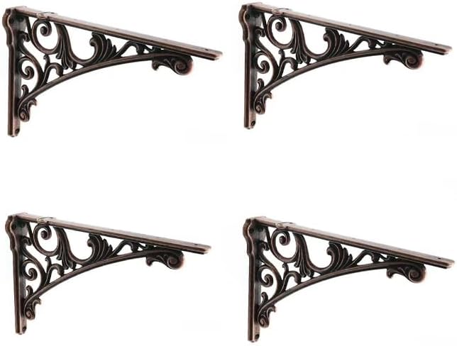 Decorative Shelf Bracket 12 inch Antique Copper Brackets for Shelving Solid Heavy Duty Vintage DIY Projects Hardware Inc