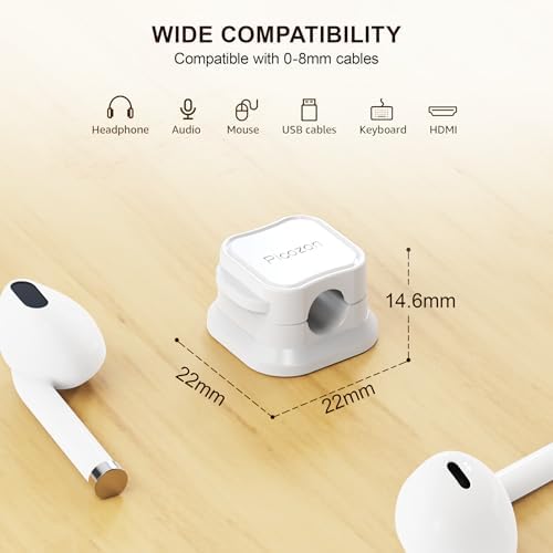 Picozon 6 Pack Magnetic Cable Clip Organizer Cord Holder, Picozon Adhesive Cable Management, Wire Phone USB Charger Cabl