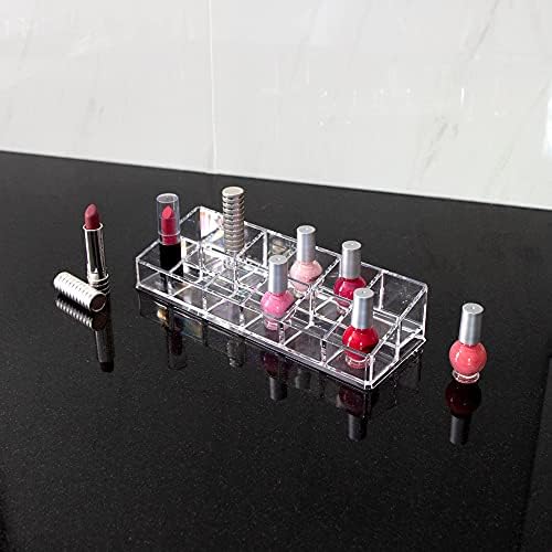 Isaac Jacobs Clear Acrylic 12 Compartment Nail Polish Holder, Organizer for Makeup, Essential Oils, Storage Solution, Ra
