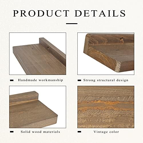 Freezing point Floating Shelves for Wall Set of 2 Natural Wood 16Inch Wall Shelf Decor Plant Display Collectibles Mounte