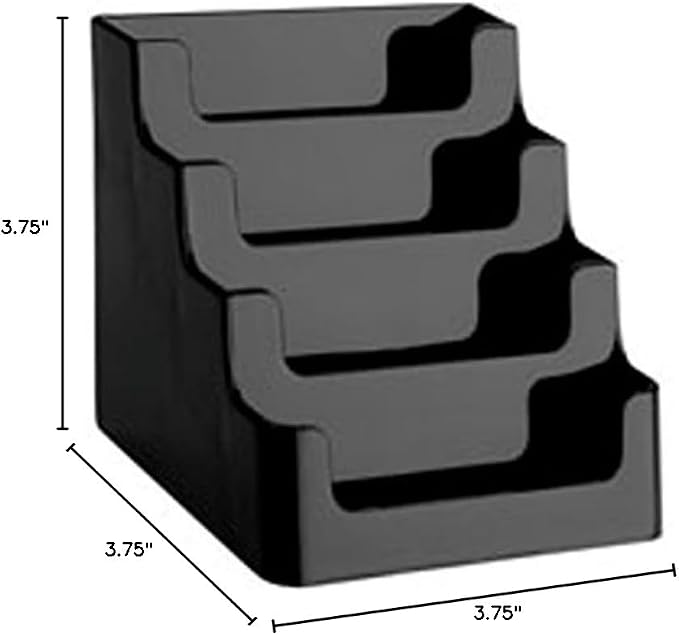Marketing Holders Business Card Holder Countertop 4 Tier Acrylic Multi Slot Holds 3.5" x 2" Cards Space Saver Display for Offices and Medical Complexes Retail Shops Estate Agents Black