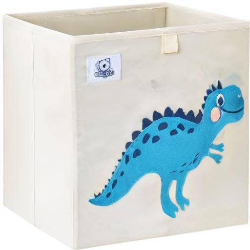 Foldable Animal Cube Storage Bins Fabric Toy Box/Chest/Organizer for Toddler/Kids Nursery, Playroom, 13 inch (Dino T-Rex)