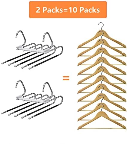 Kalimdor Pants Hangers 2 Pack Space Saving Metal Closet Organizer,Clothes Pants Hangers,Anti-Slip Design,Closet Organizers and Storage for Pants Jeans Skirts Scarf Legging