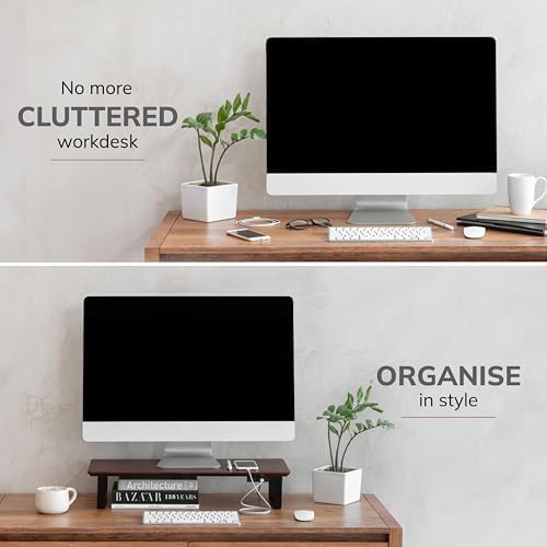 Anji Mountain Monitor Stand for Desk - Desktop Organizer & Laptop Riser, Ergonomic Monitor Riser, Space-Saving, Durable,