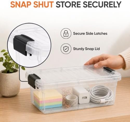Superio 1.85 Quart Clear Plastic Storage Boxes with Lids, Stackable Organizer Containers, BPA-Free Storage Bins for Home