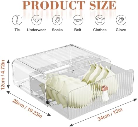 Neprock Underwear Drawer Organizer - Stackable Bra Organizer for Closet, 1 Cell Clear Acrylic Bra Storage Box, Closet Or