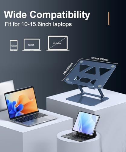 Aoviho Adjustable Laptop Stand for Desk,Portable Laptop Stand Holder and Riser,Foldable Aluminum Notebook Computer Stand