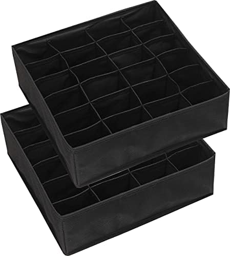 Simple Houseware Closet 4 Set Underwear Drawer Divider + 24 Cell Socks Drawer Divider, Black