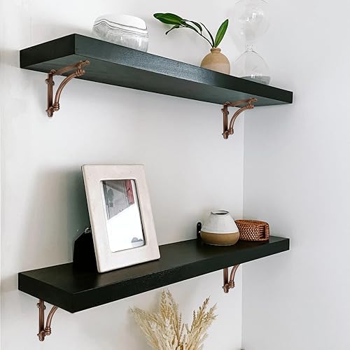 NACH Decorative Shelf Brackets, 4 Pack of 5.5 x 1.2 x 5.5 inch Copper Cast Iron Shelf Brackets - Decorative Brackets for