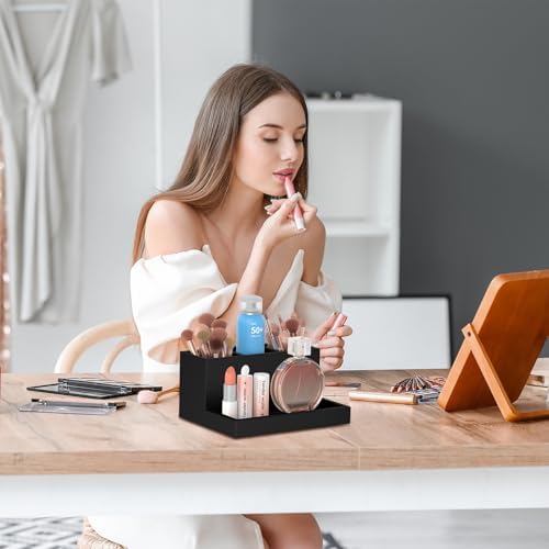 Toothbrush Holder for Bathroom with 2PCS Qtip Holder Dispenser, 3 Slot Bathroom Accessories Holder Floss Cotton Swab Hol