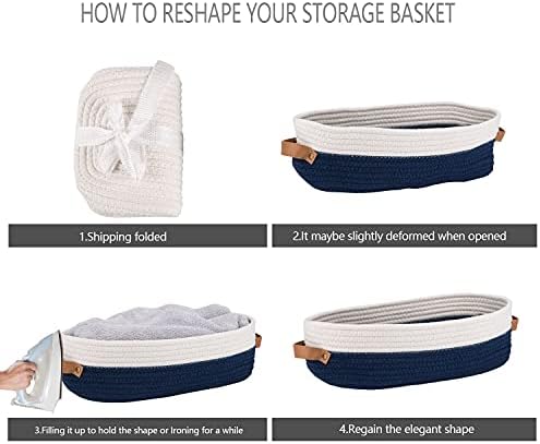 Set of 2 Toilet Basket,Woven Storage Basket for Toilet Tank Top Farmhouse Home Decor Organizing Baskets 13"x5.9"x4" Navy