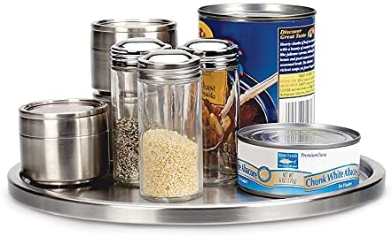RSVP International Endurance TURN-1 Turntable Lazy Susan, Stainless Steel, 10.5" | Handy in Cabinet, Refrigerator or on