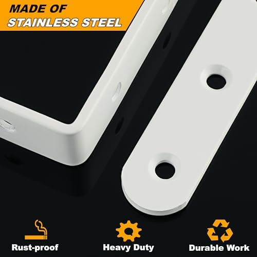 Alise 4Pcs Floating Shelf Brackets, White Heavy Duty L Bracket for Shelves