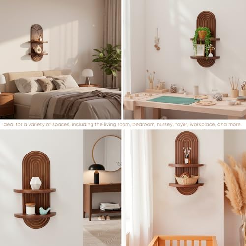 SweetSage Mordern Wall Shelf with Arched Mid Century Art Boho Decor Design Floating Shelves for Home Bedroom Living Room