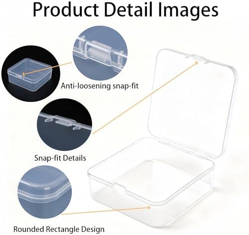 LJY 18 Clear Plastic Boxes, 3.7 x 3.7 x 1.4 in for Small Parts