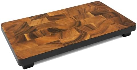 Woodard & Charles Raised Acacia Wood Serving Tray, 16" x 8" x 1.75", 4 Pack