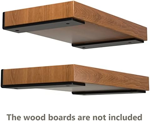 NEODROP 8 Inch Floating Shelf Brackets, Heavy Duty Hidden Bracket for Wall, Mantel, Bookshelves, Black Powder Coated Ste