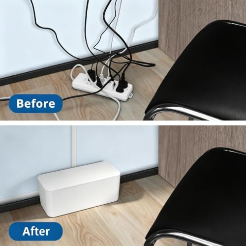 ZhiYo 2 Pack Cable Management Box, Medium & XL, Power Strip Organizer White