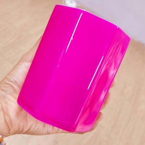 Pen Holder, Makeup Brush Holder Ceramic Shiny Gold Spring Floral Pattern Pencil Cup for Girls Kids Women Durable Stand Desk Organizer Storage Gift for Office, Classroom, Home (Hot Pink)