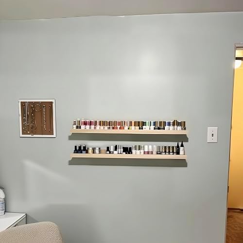 AZSKY Floating Shelves Wall Mounted Set of 2 Natural Wood Picture Shelves Wall Shelves for Bedroom Bathroom Living Room
