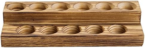 MyGift 8.5 Inch Burnt Wood Essential Oil Holder, 2 Tier Rack, Holds 11