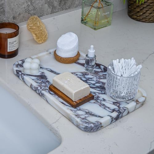 Calacatta Viola Marble Tray, Elegant Natural Stone, Large (12"x 8")