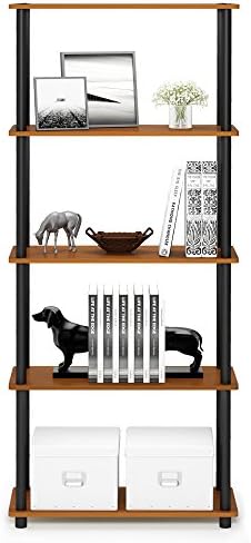 Furinno TURN-N-TUBE Storage Shelves, 5-Tier Book Shelf, Corner Shelf, Toolless Open Shelves, for Organization and Storag