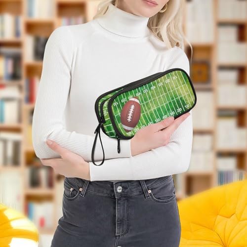 Pencil Case Large Big Capacity Football Ball Field Pencil Bag for Girls Boys Zippers Pen Bag Holder Pouch Box Makeup Bag 3 Compartment Portable Stationery Storage for College Students School