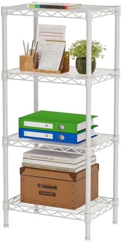 SINGAYE Bookshelf Shelves Bookcase Shelf 4 Tier Wire Shelving with Wheels