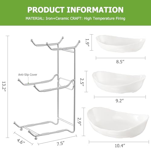 HBlife 3 Tier Fruit Bowl, Ceramic Fruit Basket for Kitchen Counter